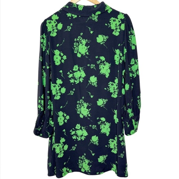 Zara The Nadia Women Black Green Floral Button Front Shirt Mini Dress Size XL - Picture 4 of 7